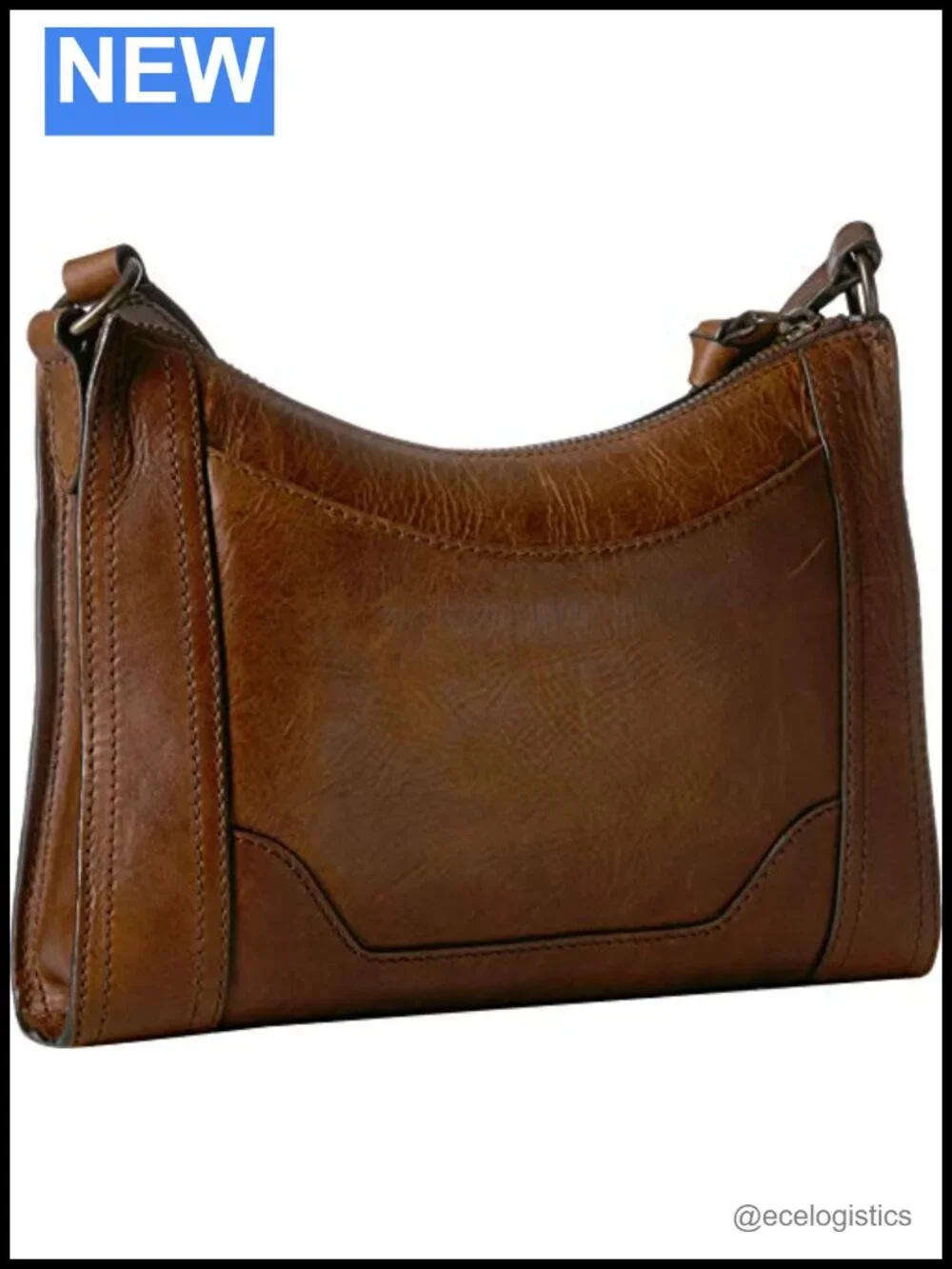 Leather Crossbody Bag Adjustable Strap Zip Closure Handbag Women